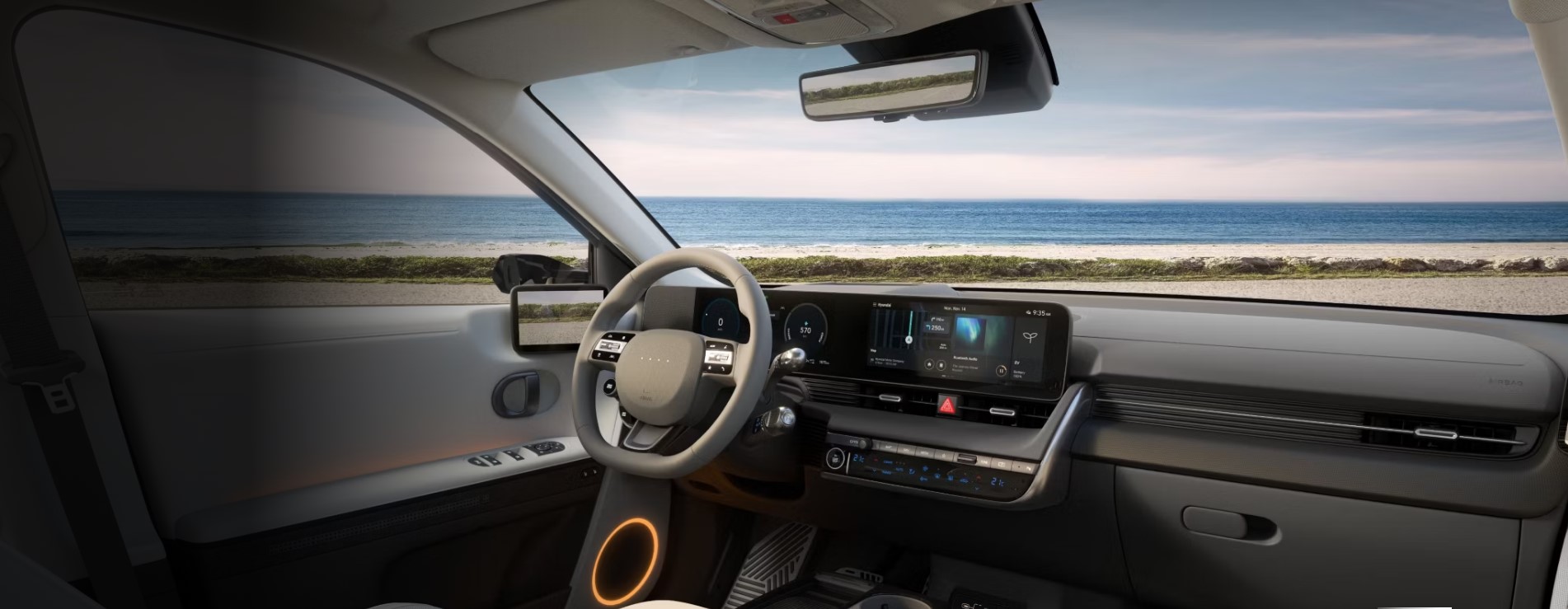 The front view from inside of Hyundai IONIQ 5.